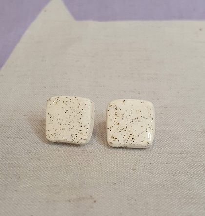 NZ Ceramic square stud earrings